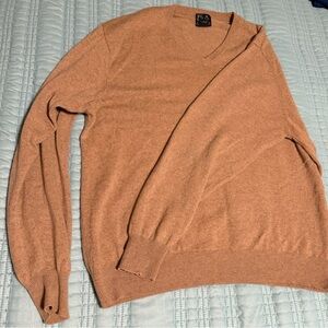 Jos. A. Bank V-Neck 100% Cashmere Sweater in Warm Tan